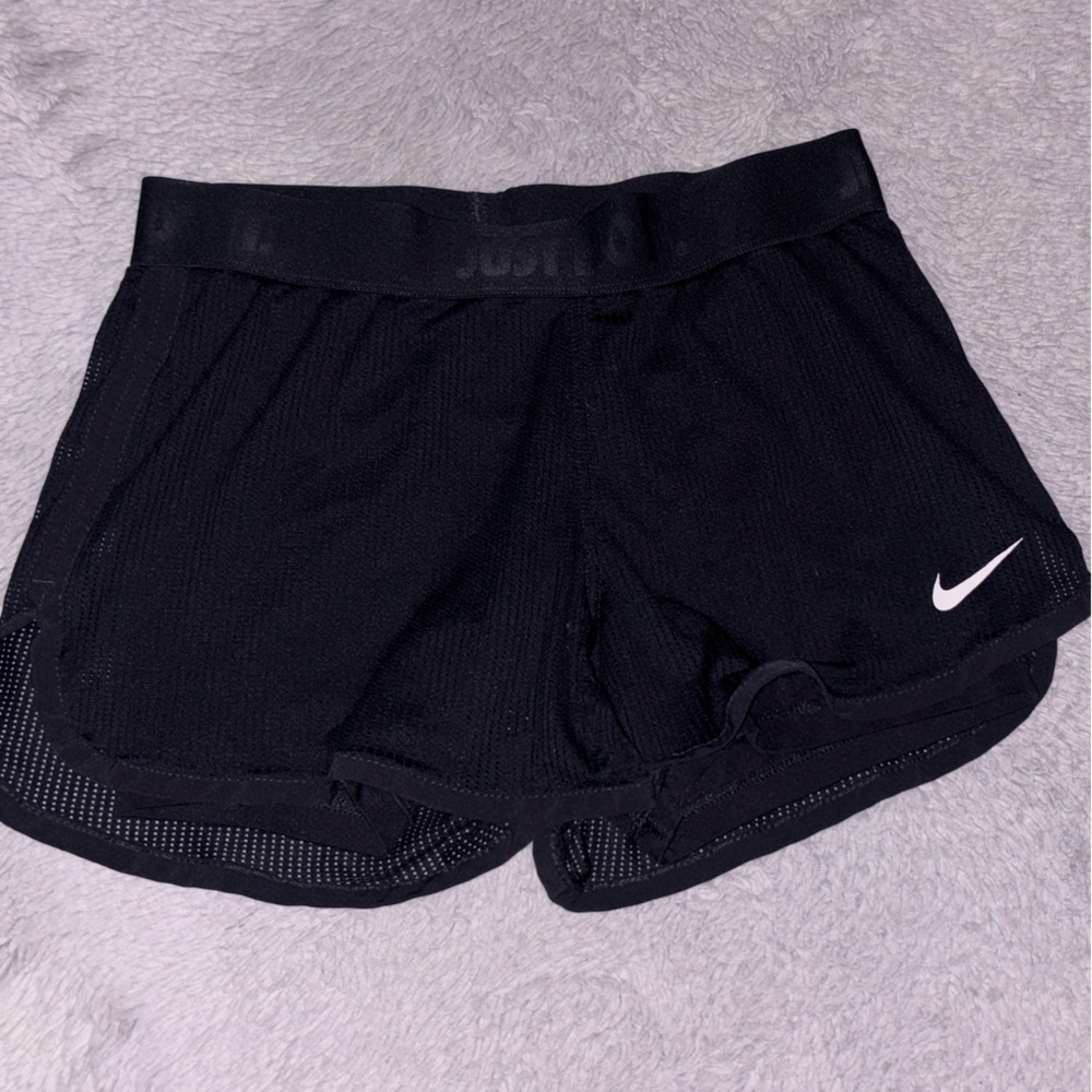 Nike Black Dri-FIT Athletic Shorts with White Swoosh